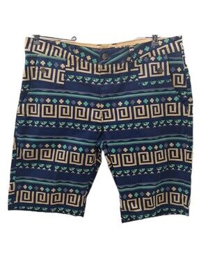 Pink Dolphin Shorts Mens 34 Blue Wave All Over Print Chino Outdoor Summer Casual